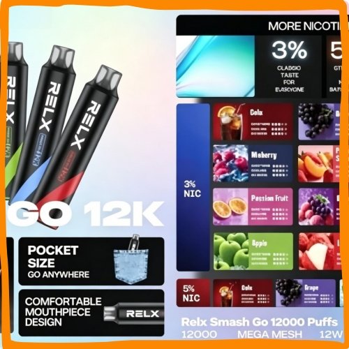 Relx Smash Go 12000 Puffs 一次性電子煙|高口數多口味拋棄式電子菸,台灣熱賣款